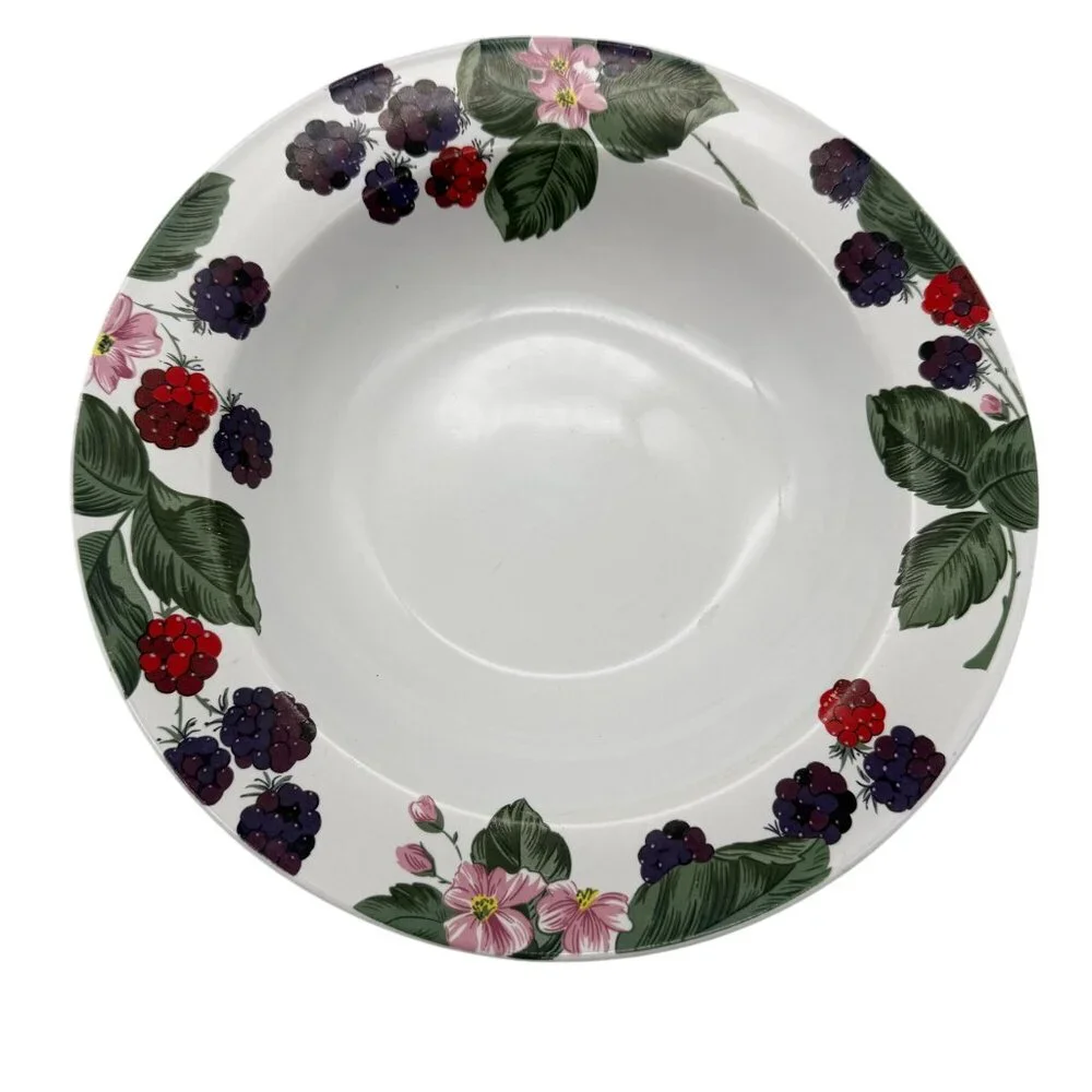 Tienshan Raspberry‎ Social Rim soup bowls lot of four Stoneware replacements